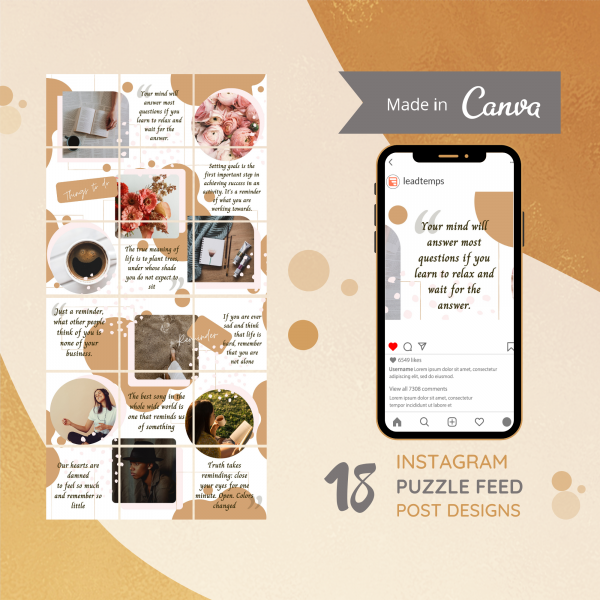 Instagram Puzzle feed made in Canva