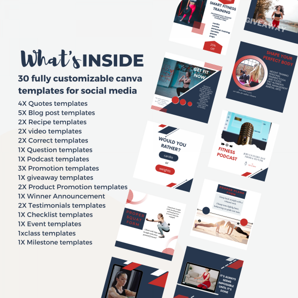 Instagram fitness post templates - What's Inside 30 Pack