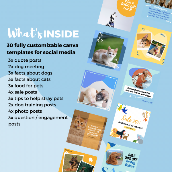 Instagram pets post templates - What's inside 30 pack