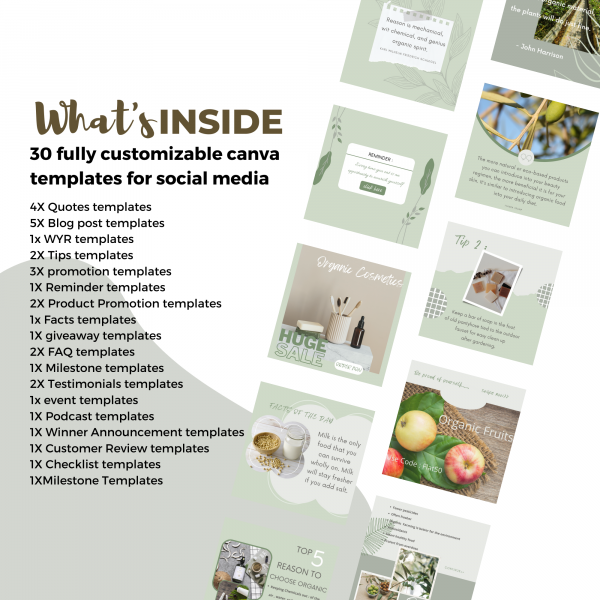 Organic Instagram posts templates - What's inside 30 pack