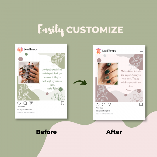Nail care Instagram post templates - Easily customize