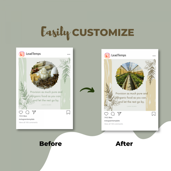 Organic Instagram posts templates - Custom Design