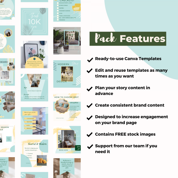 Interior Design Instagram posts templates - Pack Features