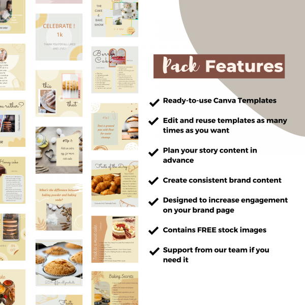 Baking Instagram posts templates - Pack Features